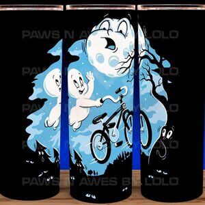 Casper The Ghost on Bike With Full Moon Cup Mug Tumbler 20oz